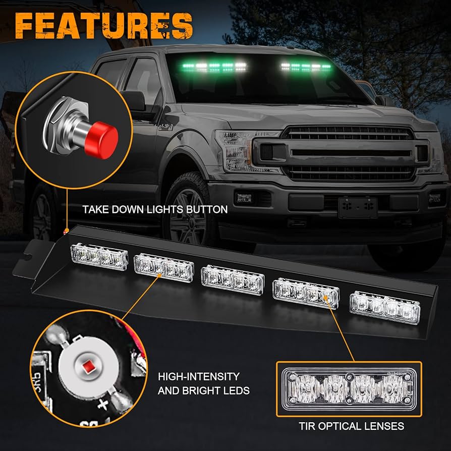 Amazon.com: XRIDONSEN Green White Emergency Visor Lights
